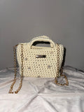 The Classic Chain bag- Soft White With Flower Detailing