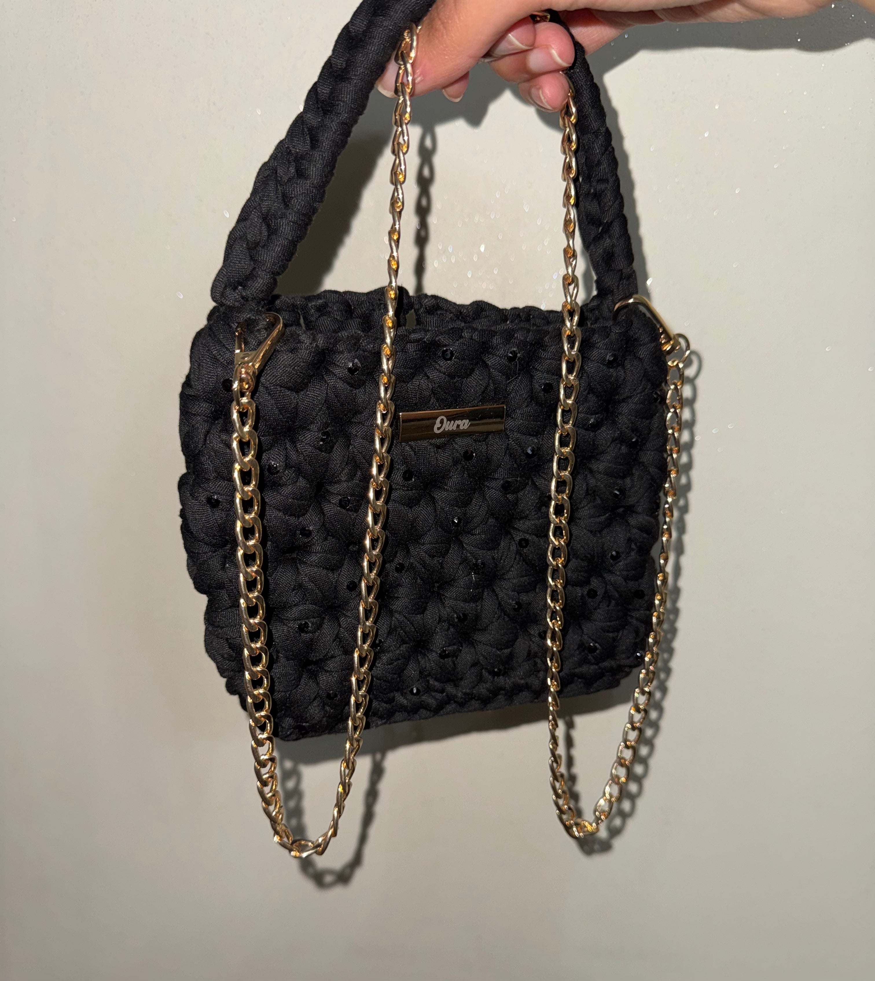 The Jasmine Bag- Black (Rhinestone Details)