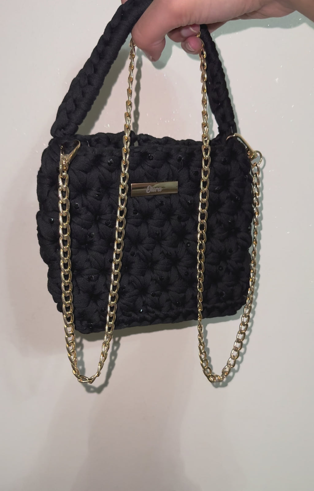 The Jasmine Bag- Black (Rhinestone Details)